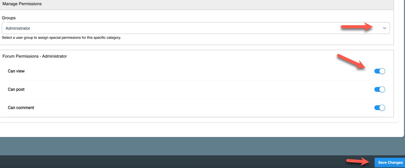 Set user group permissions