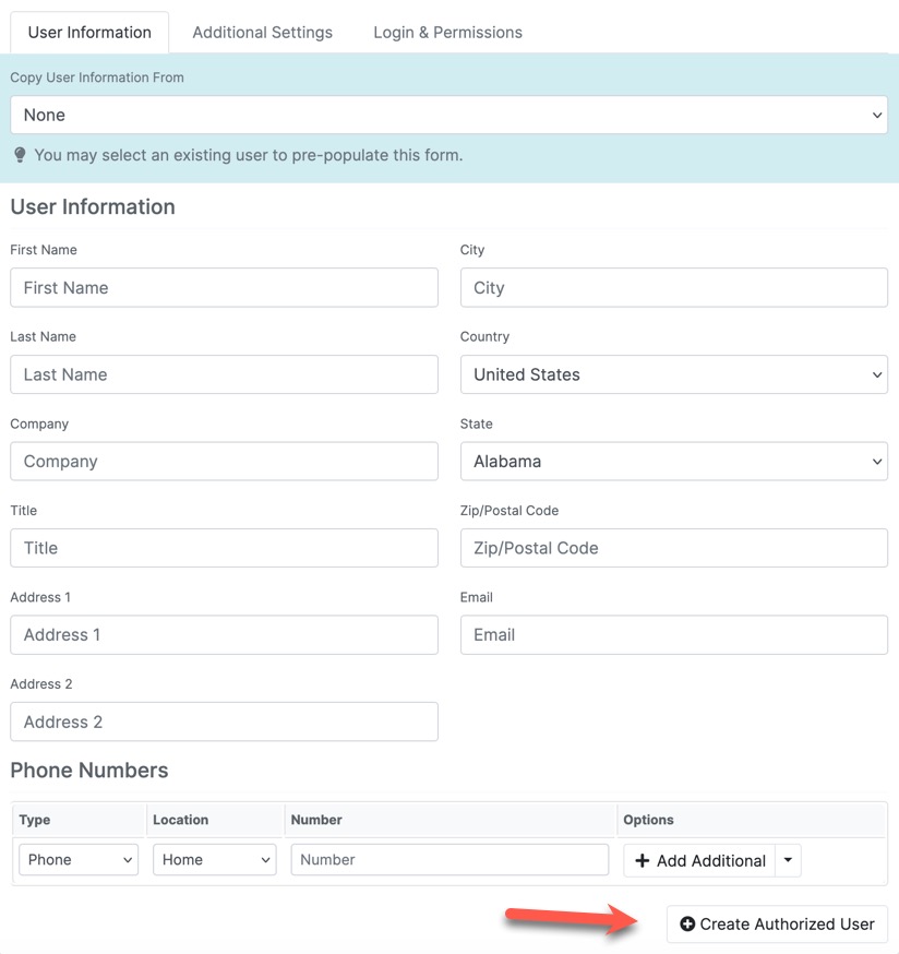 Konnexu client dashboard add user info