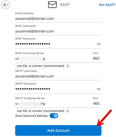 add imap and smtp imfo
