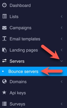 Newsletter bounce server menu