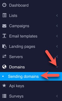 Newsletter sending domain menu