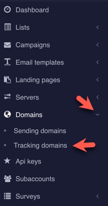 Newsletter tracking domain menu