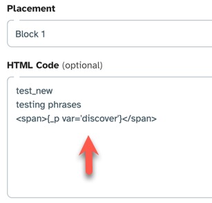 Phrase variable use HTML