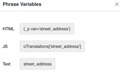 Phrase variable popup