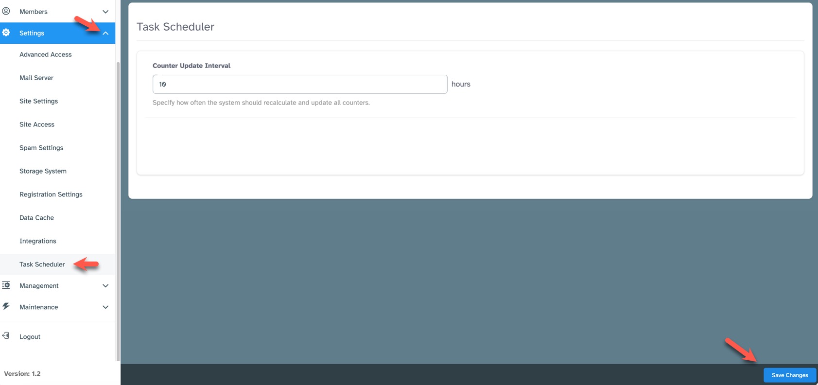 Task scheduler menu