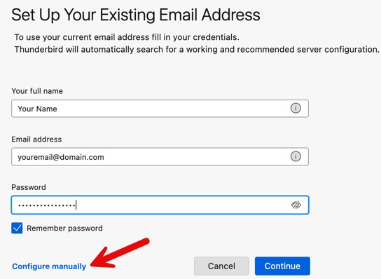 Thunderbird fill in email